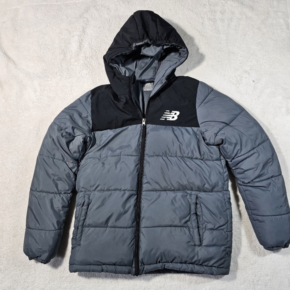 New Balance Other - New Balance Black Gray Quilted Corduroy Ribbed Puffer Jacket 18/20